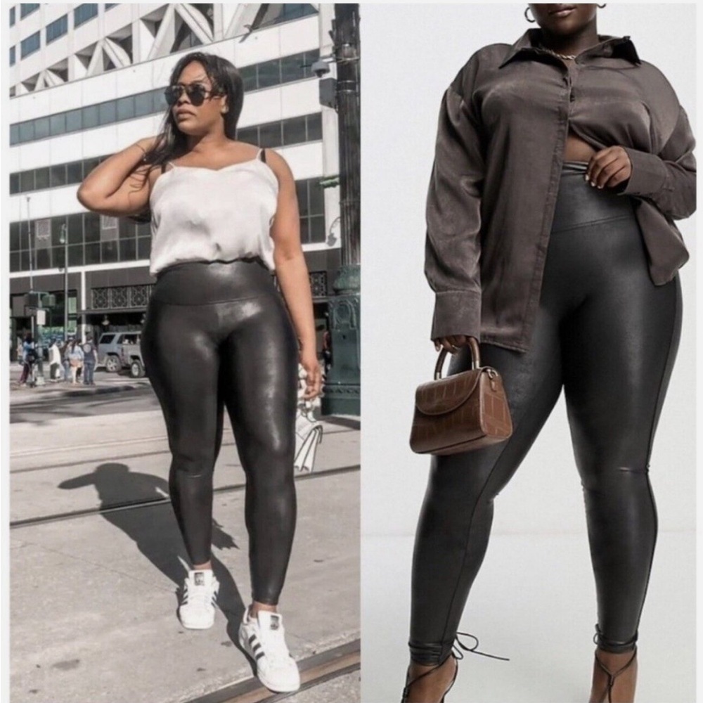 • SPANX • Women’s Faux Leather Leggings Pants
Plus Size 2X Black High Rise